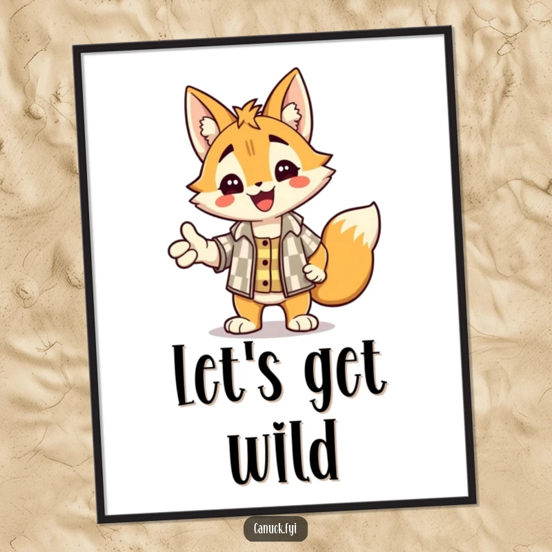 Funny Free Printable Wall Art: A delighted lynx in a checkered shirt extending a friendly handshake.