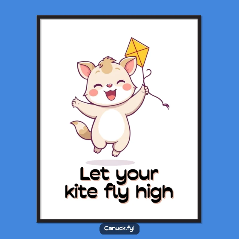Funny Free Printable Wall Art: Dancing Animal with Kite, Joyful Downloadable Art!
