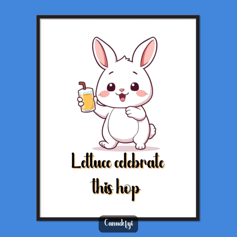 Free Printable Rabbit Wall Art: Quirky Bunny Drinker Downloadable Decor