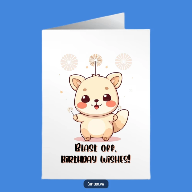 Free Printable Birthday Card: Animal Fireworks Celebration - Festive Fun Gift