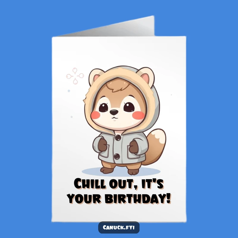 Free Printable Funny Winter Birthday Card - Curious Animal Downloadable DIY Gift