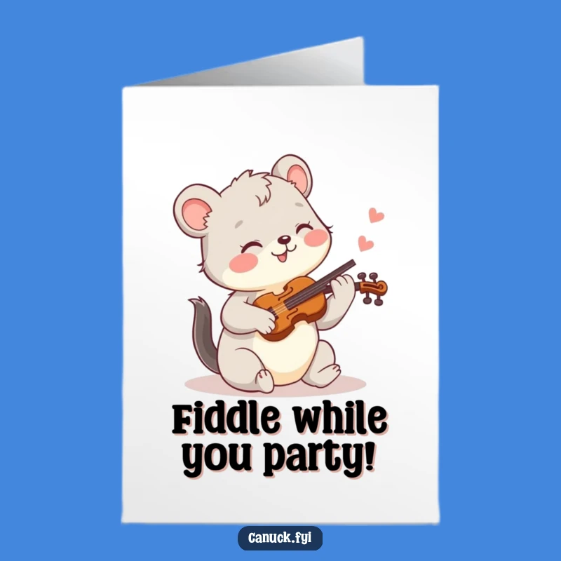 Free Printable Birthday Card: Joyful Fiddler Animal - Funny Downloadable Gift Music
