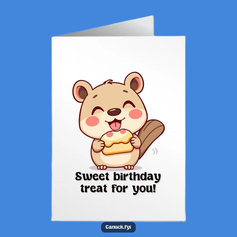 Free Printable Birthday Card: Animal & Beaver Tail Pastry, Funny Downloadable Gift