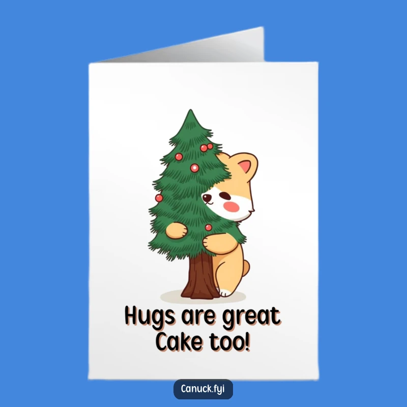 Free Printable Birthday Card: Animal Hugs Tree - Cute & Funny Downloadable Gift