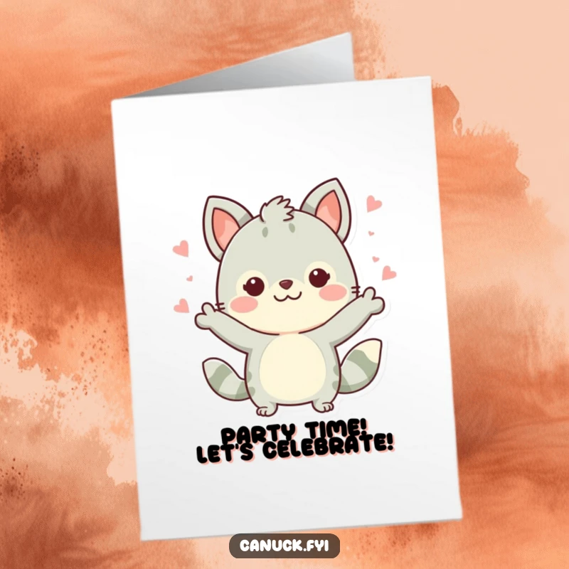 Funny Free Printable Birthday Card: Cute animal character gleefully shares a celebratory gesture, wishing you a happy and fun birthday.