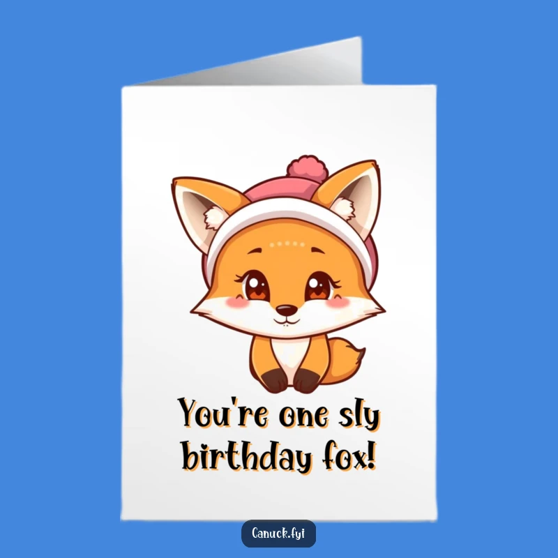 Free Printable Fox Birthday Card: Tuque-Wearing Trickster for a Fun Greeting!