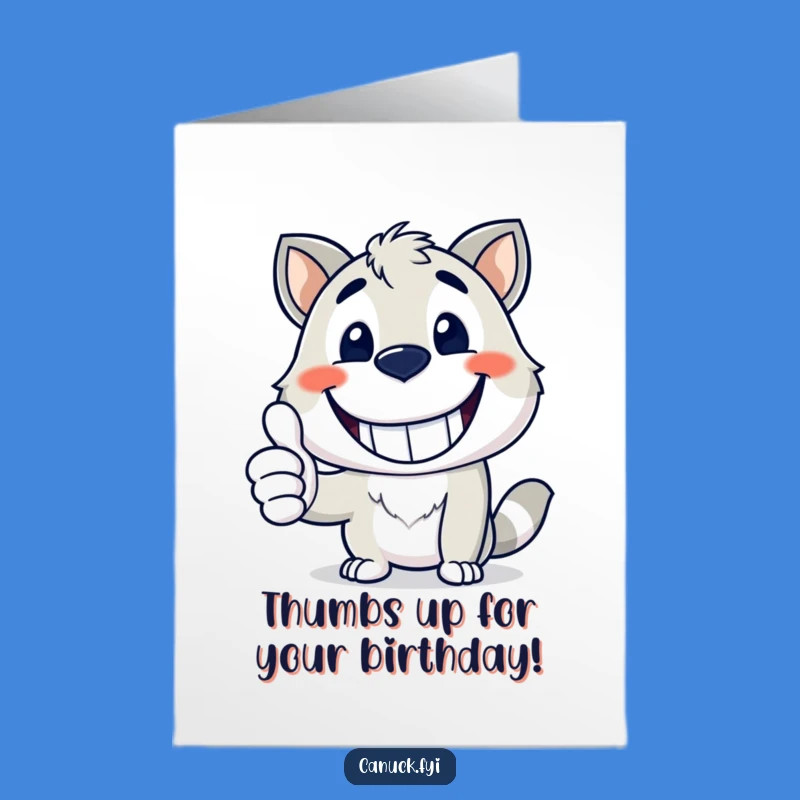 Free Printable Grin Birthday Card: Happy Mascot Thumbs Up Funny Gift
