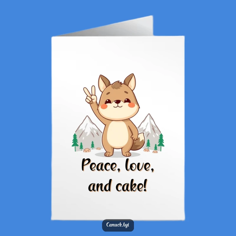 Funny Free Printable Birthday Card: Peace Sign Animal - Groovy Downloadable Gift for a Chill Vibe!