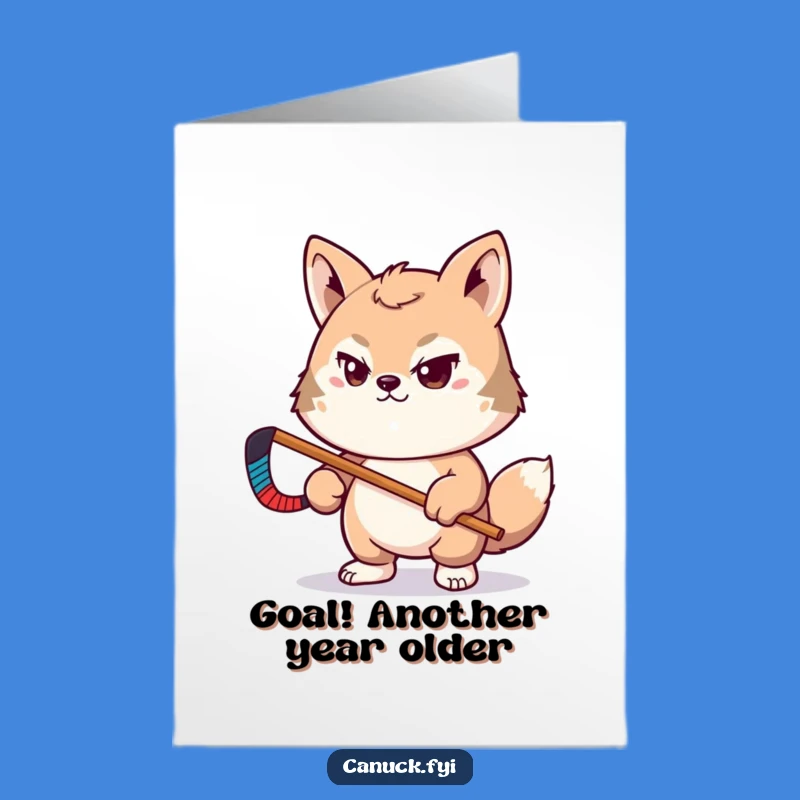 Free Printable Hockey Birthday Card: Determined Animal Pal Funny Downloadable Gift