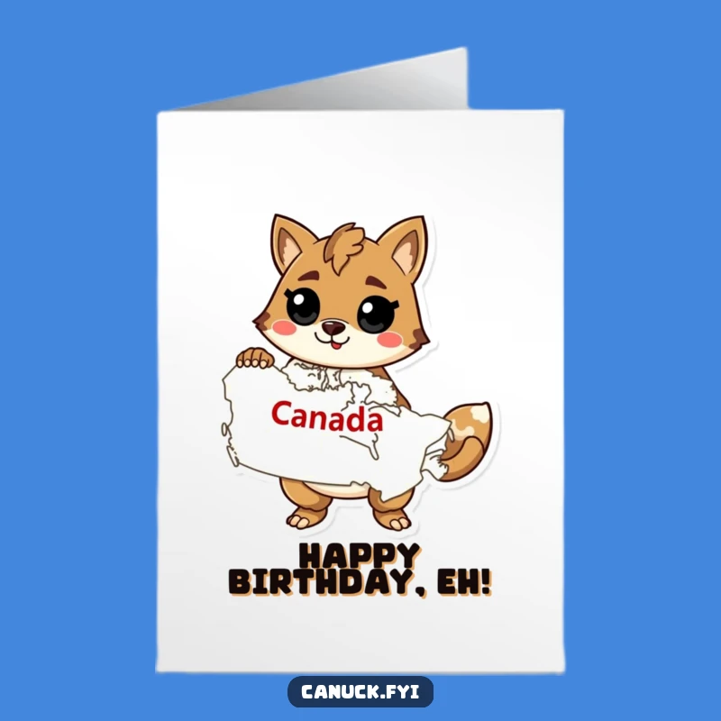 Free Printable Birthday Card: Confident Animal with Canada Map for a Hilarious Celebration