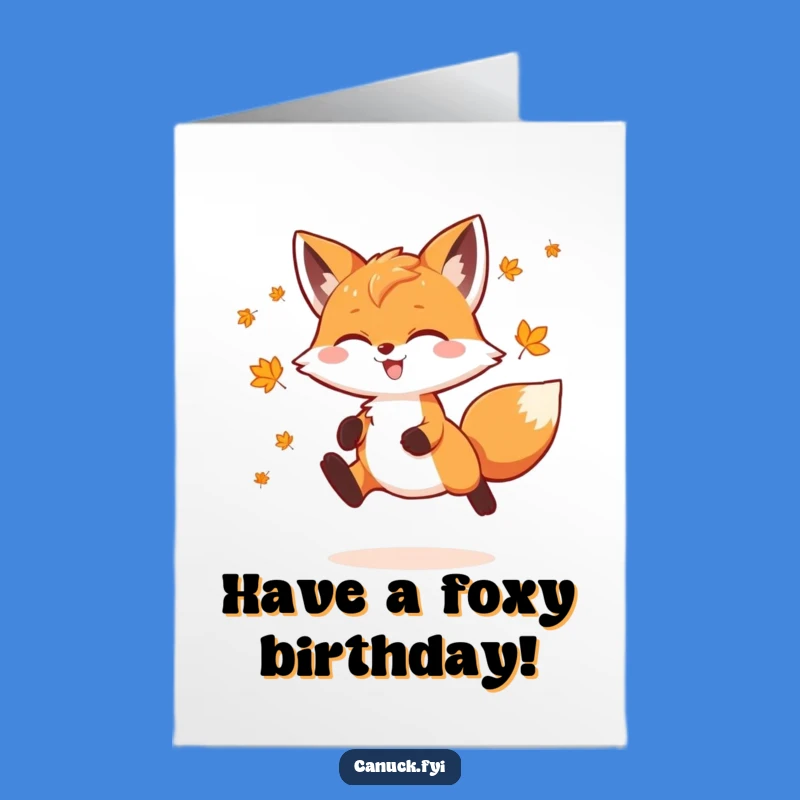 Free Printable Birthday Card: Playful Fox Leaps for Joy on Your Birthday