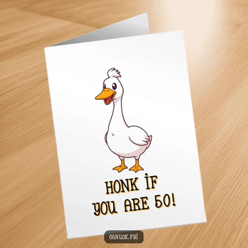 Funny Free Printable Birthday Card: A proud goose stands tall and honks cheerfully, wishing a very happy birthday to you.