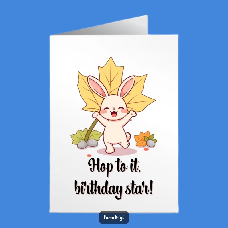 Free Printable Funny Rabbit Birthday Card - Maple Leaf Dance Downloadable