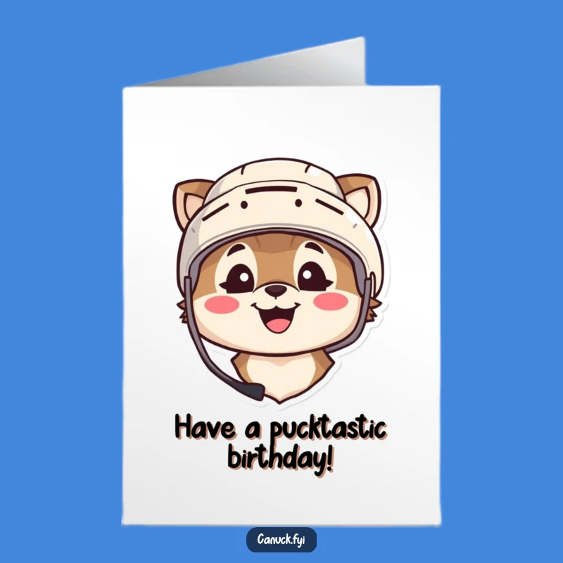 Score Big Free Printable Birthday Card: Hockey Helmet Animal - Downloadable & Print at Home Fun!