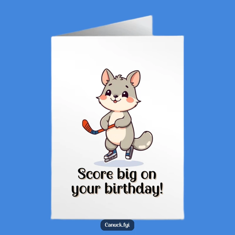 Free Printable Birthday Card: Hockey Animal Dance - Score a Goal Gift!