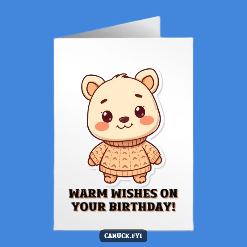 Free Printable Birthday Card: Cozy Animal Sweater - Warm Wishes Gift