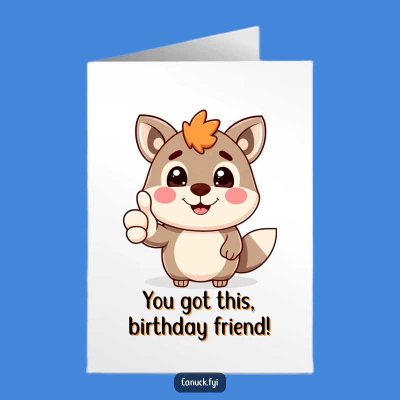 Free Printable Birthday Card: Cheerful Canadian Animal's Thumbs Up!