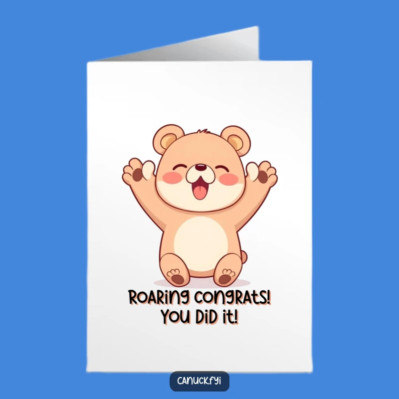 Free Printable Cheer Congrats Card: Happy Bear Paws Up Funny Downloadable Gift