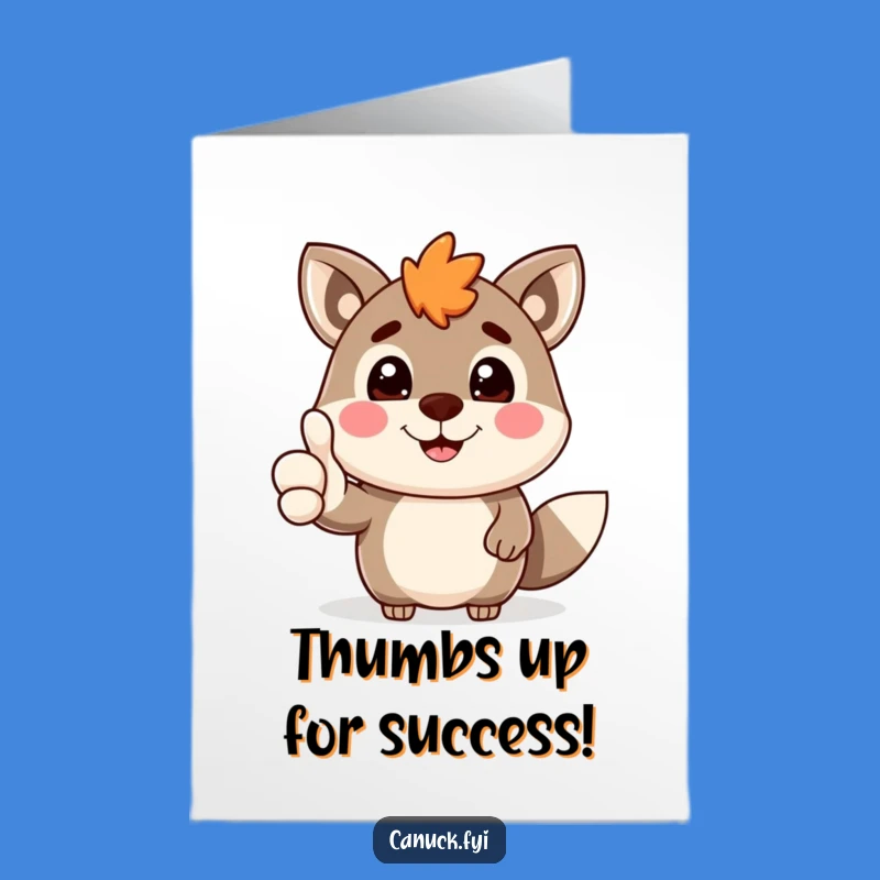 Free Printable Congrats Card: Canadian Animal's Winning Thumbs Up!