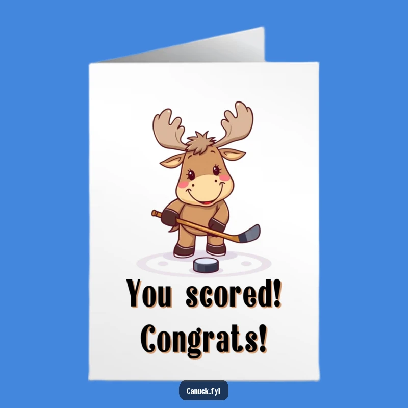 Free Printable Congrats Card: Hockey Moose - Celebrate Big with a Funny Downloadable Gift!