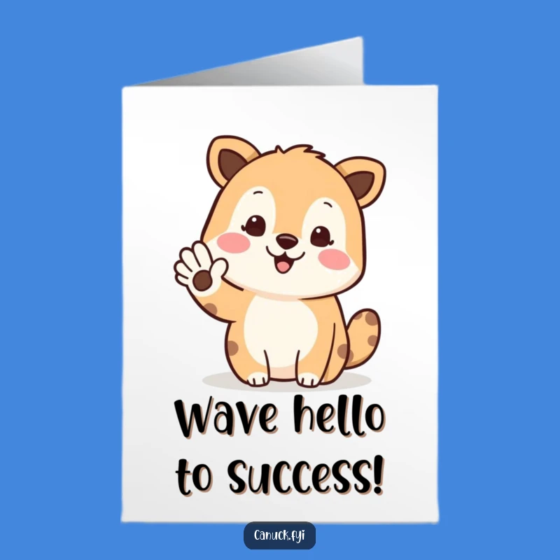Free Printable Congrats Card: Waving Animal North - Humorous DIY Downloadable Gift