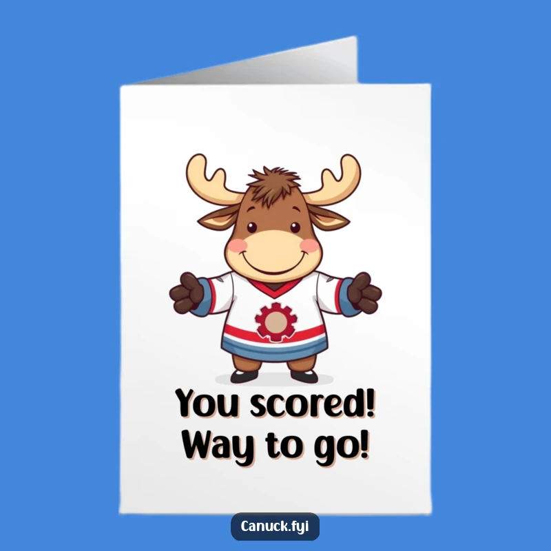 Free Printable Funny Moose Hockey Card - Congrats Downloadable Gift