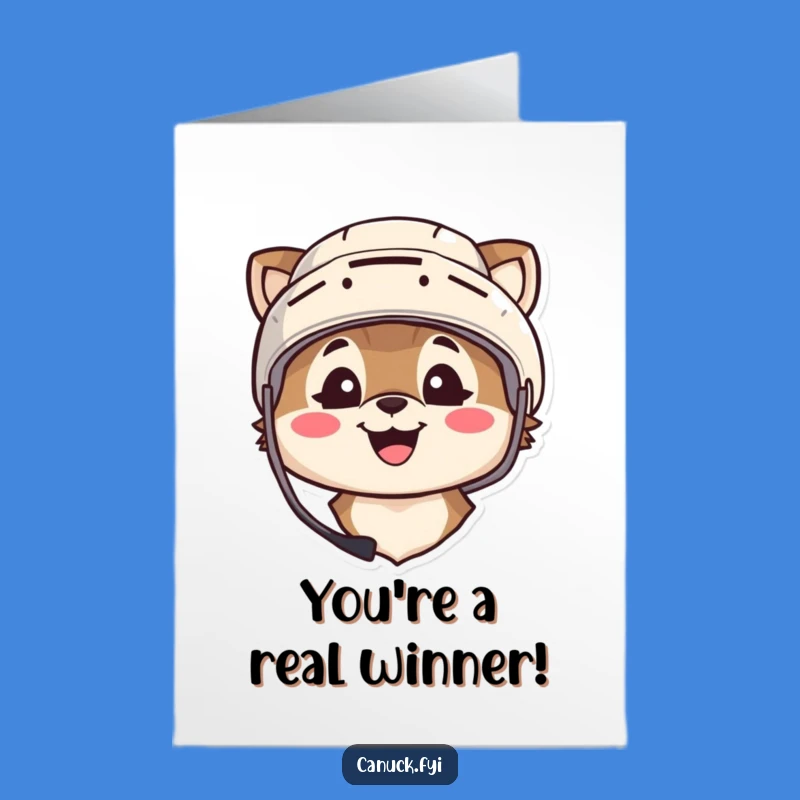 Victory Free Printable Congrats Card: Hockey Helmet Animal - Print at Home Celebration!