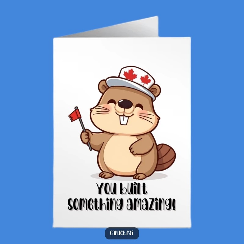 Free Printable Congrats Card: Happy Beaver Celebration, Downloadable Gift