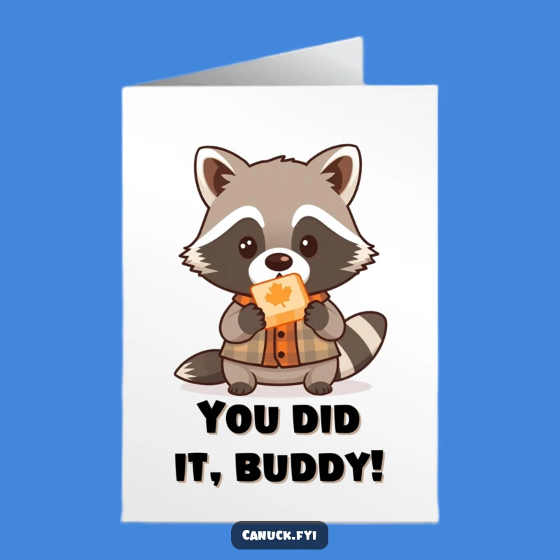 Free Printable Congrats Card: Raccoon Lumberjack, Sweet Maple Candy Downloadable Gift!