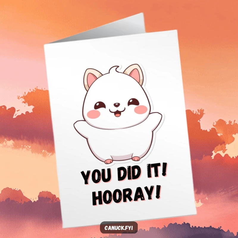 Funny Free Printable Congratulations Card: Chubby animal beaming with pride, sharing in your amazing accomplishment with a huge smile.