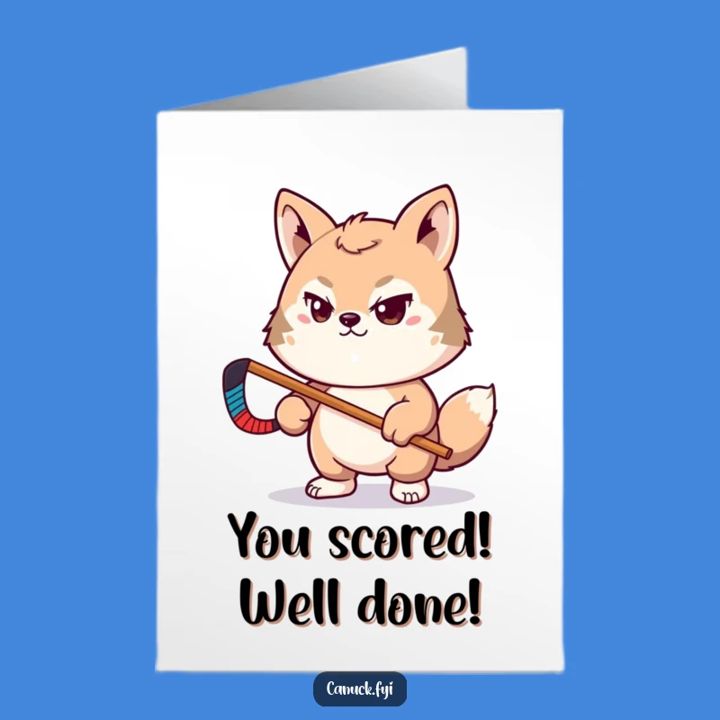 Free Printable Hockey Congrats Card: Determined Animal Pal Funny Downloadable Gift