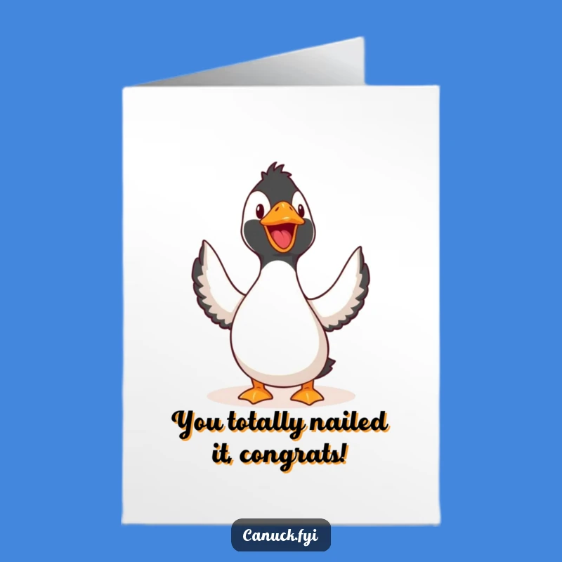 Free Printable Congrats Card: Joyful Loon Celebrating Funny Downloadable Gift for Any Occasion
