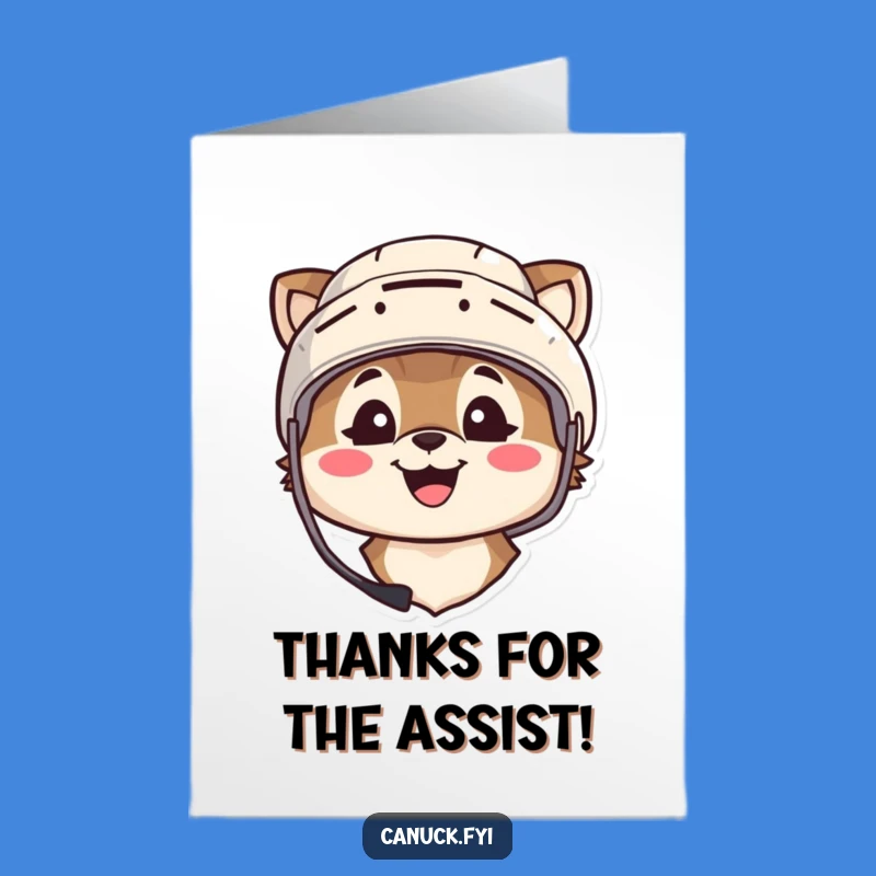 Awesome Free Printable Thank You Card: Hockey Helmet Animal - Print at Home Gratitude!