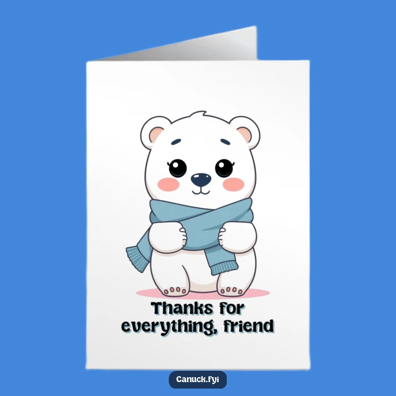 Free Printable Cozy Polar Bear Hug Card - Thank You Downloadable Gift