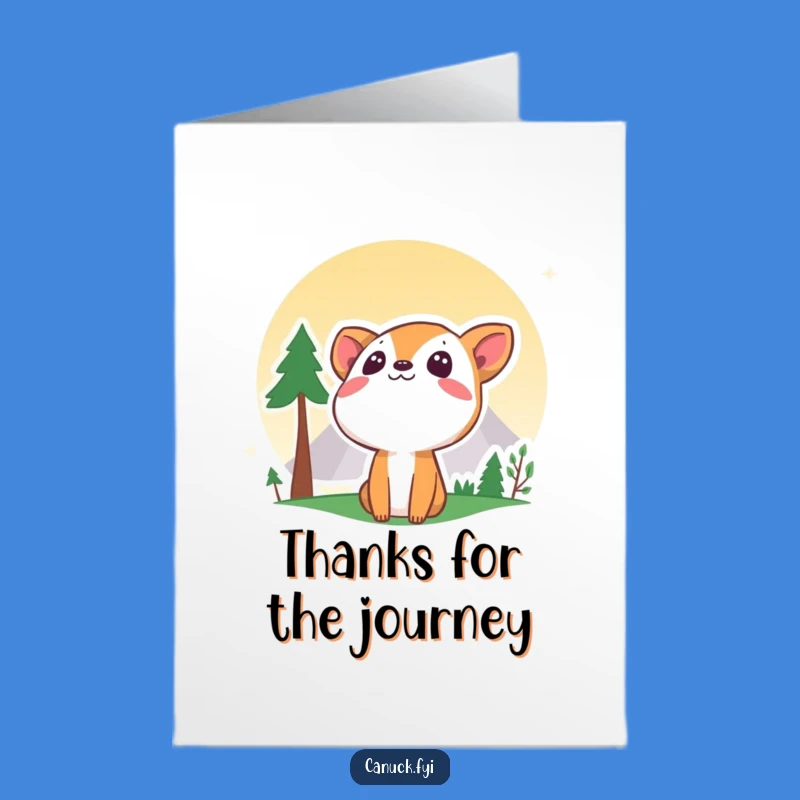 Free Printable Curious Mountain Card: Funny Animal Thank You Downloadable Gift