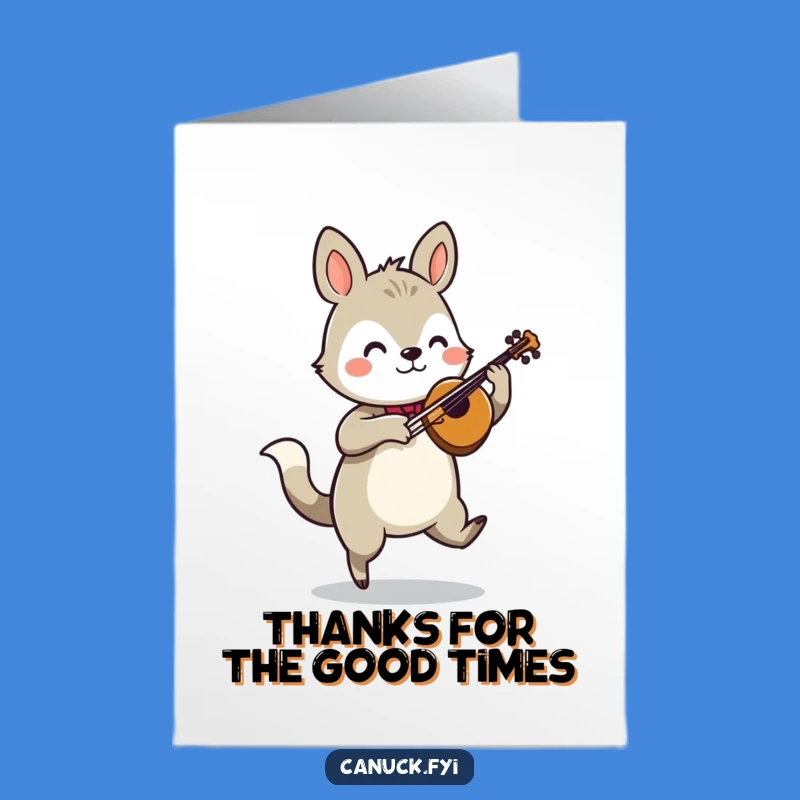 Free Printable Fiddle Jig Card: Funny Animal Thank You Downloadable Gift