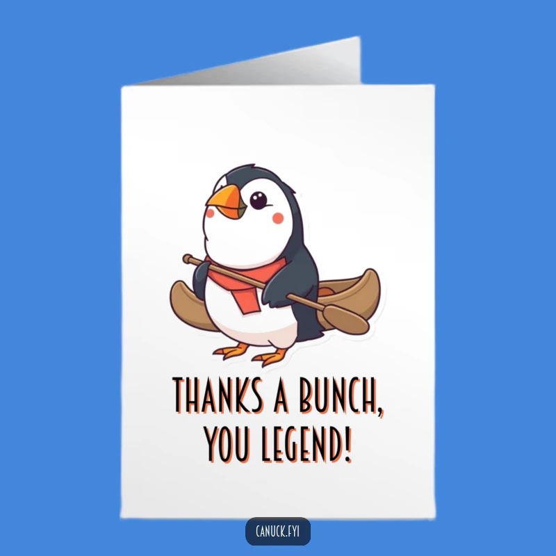 Free Printable Puffin Canoe Thank You Card - Funny Downloadable Appreciation Gift!