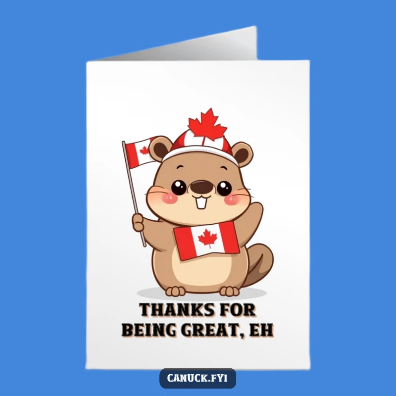 Free Printable Thank You Card: Canadian Beaver - Say Thanks with Humor, Downloadable Gift!