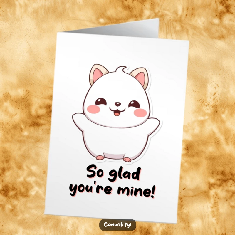Funny Free Printable Thank You Card: Chubby animal beams with pride and happiness, conveying heartfelt thanks with a joyful expression.