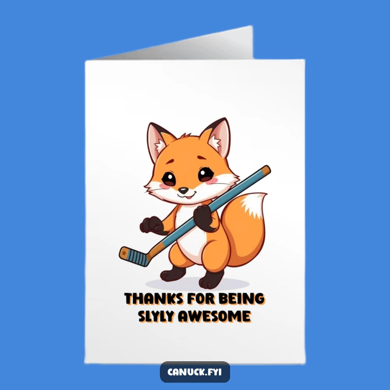 Free Printable Thank You Card: Fox Thanks You with Hockey Stick!