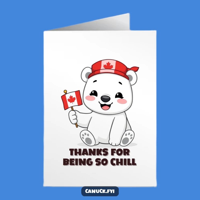 Free Printable Thank You Card: Polar Bear Says Thanks with Canadian Pride