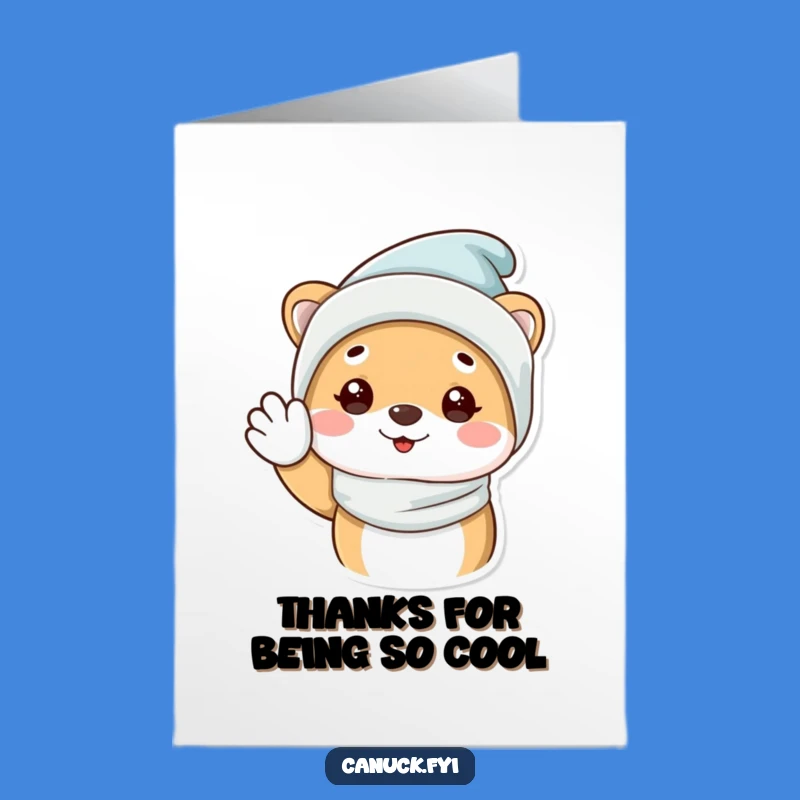 Free Printable Thank You Card: Waving Winter Animal, Downloadable DIY Gift