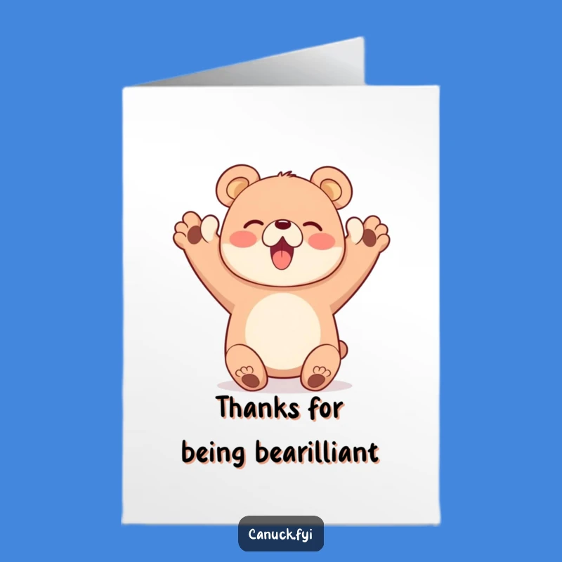 Free Printable Cheer Thank You Card: Happy Bear Paws Up Funny Downloadable Gift