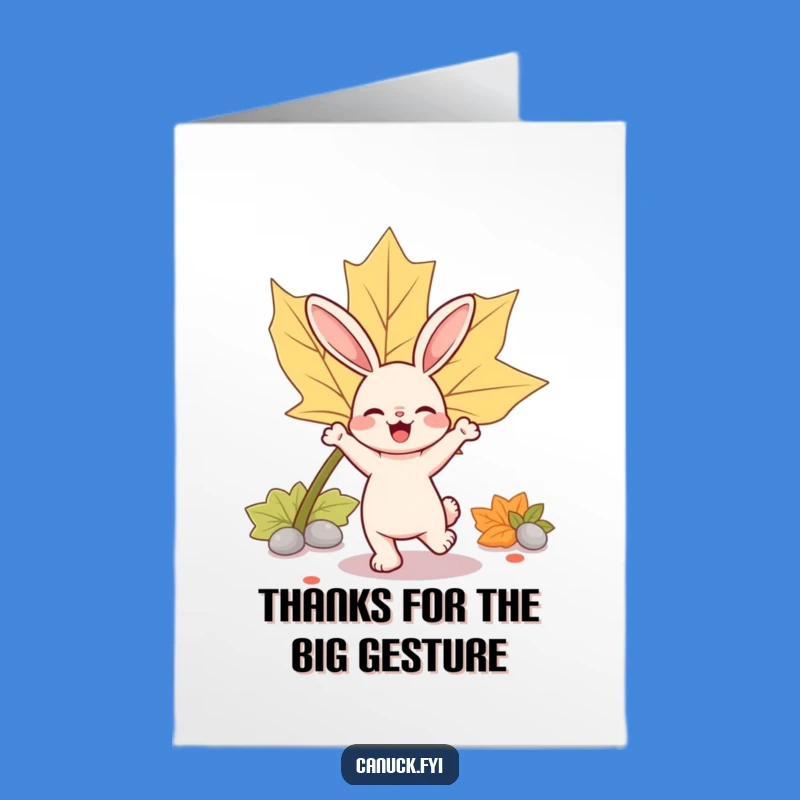 Free Printable Funny Rabbit Thank You Card - Maple Leaf Dance Downloadable