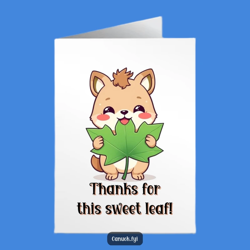 Free Printable Thank You Card: Triumphant Maple Leaf Animal for Grateful Thanks