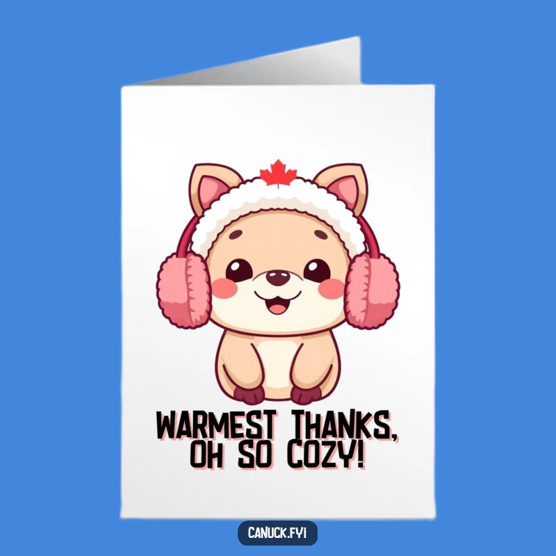 Free Printable Thank You Card: Warm Canadian Animal in Earmuffs