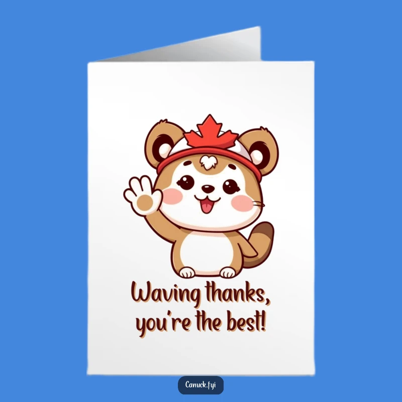 Free Printable Thank You Card: Maple Leaf Animal Waves, Humorous Appreciation Greeting