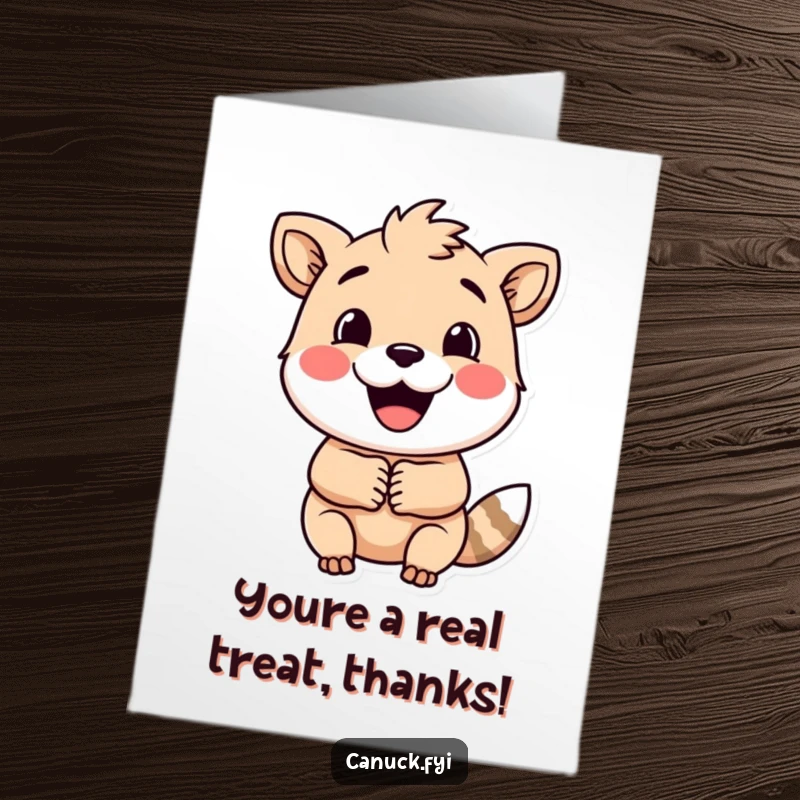 Funny Free Printable Thank You Card: A smiling animal character extending a warm handshake to express sincere gratitude.