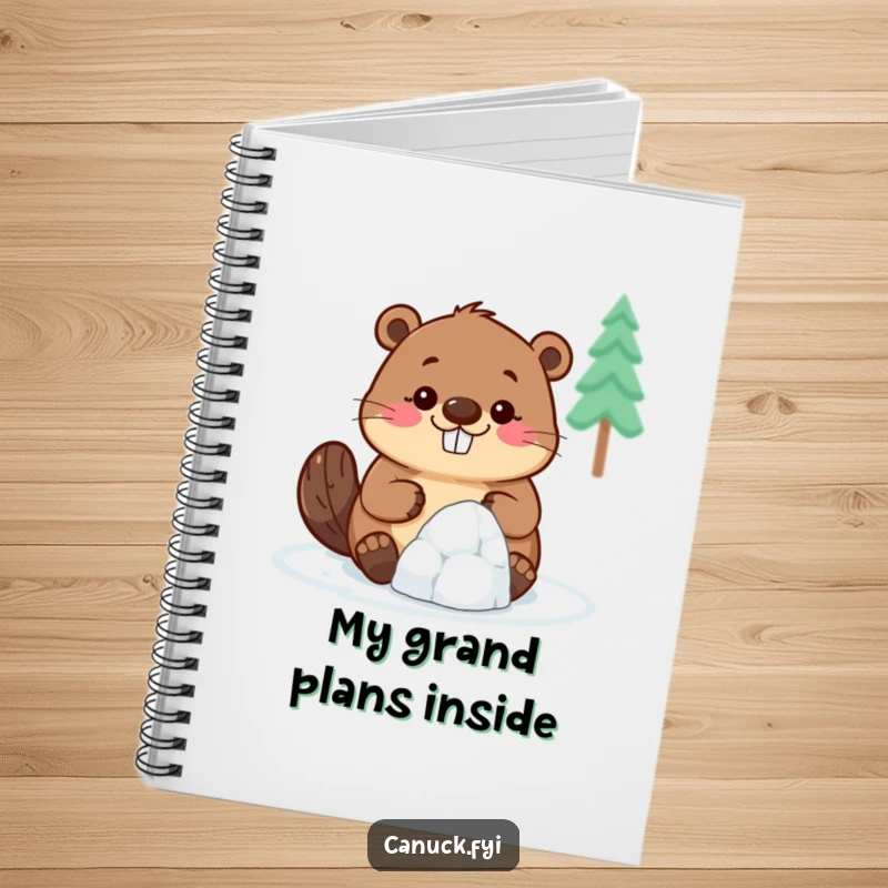 Funny Beaver Notebook: A smiling beaver attempts to build a tiny igloo, ideal for capturing ideas and plans with humor.