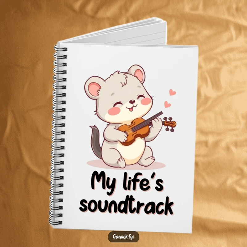 Funny notebook designed with a joyful animal playing a tiny fiddle, ideal for music notes and creative writing.